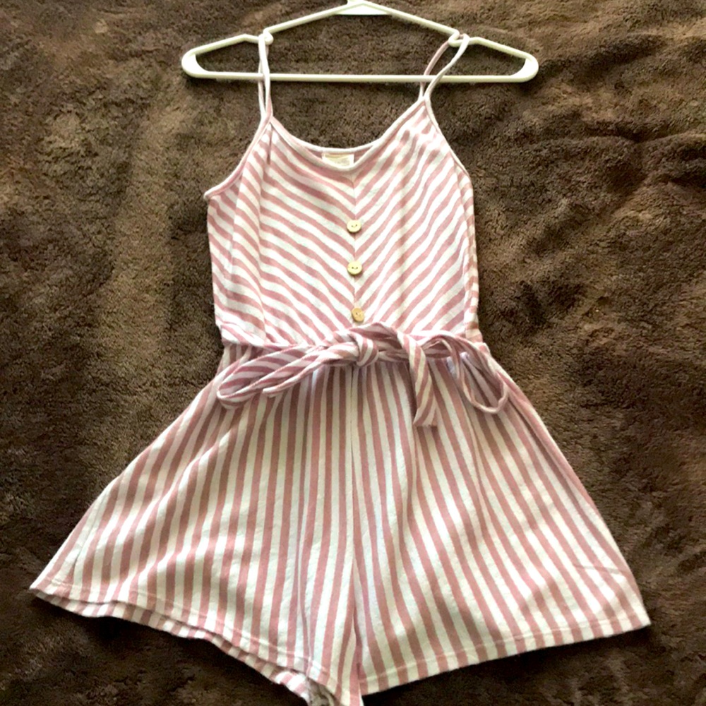 Pink and White Romper, Caution To The Wind, small